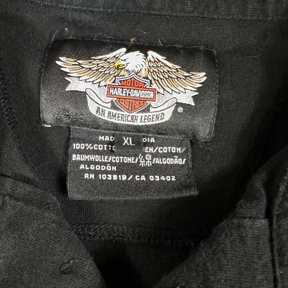 Harley Davidson Y2K Long Sleeve T Shirt Black and Orange Embroidered - Picture 7 of 8